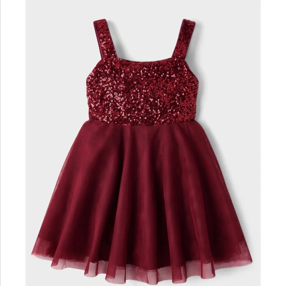 The Children’s Place Girls Size 10 Burgundy Sequin Tulle Party Dress NWT